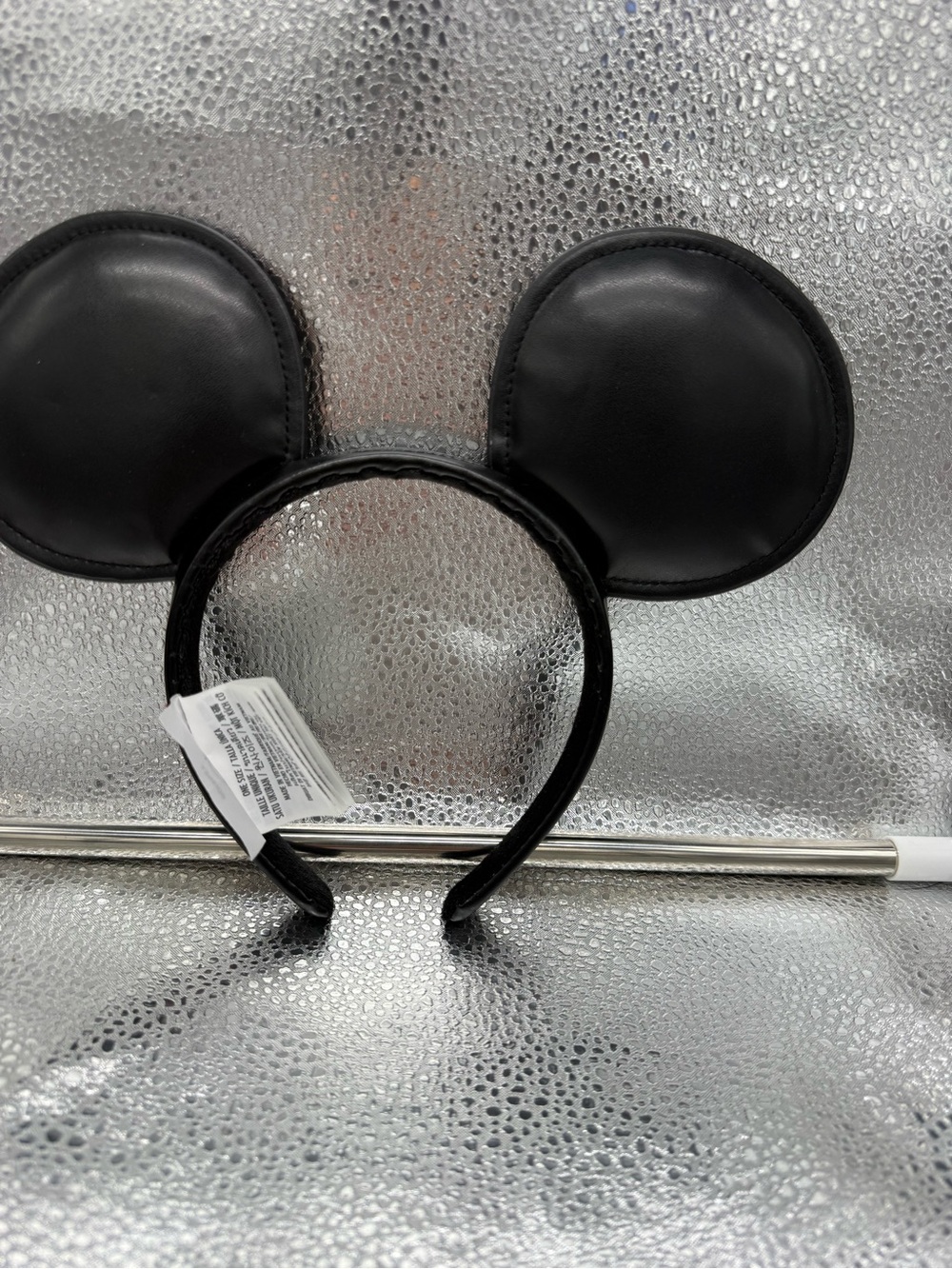 Disney Parks Mickey Mouse Classic Black Faux Leather Ears Headband - Picture 2 of 3